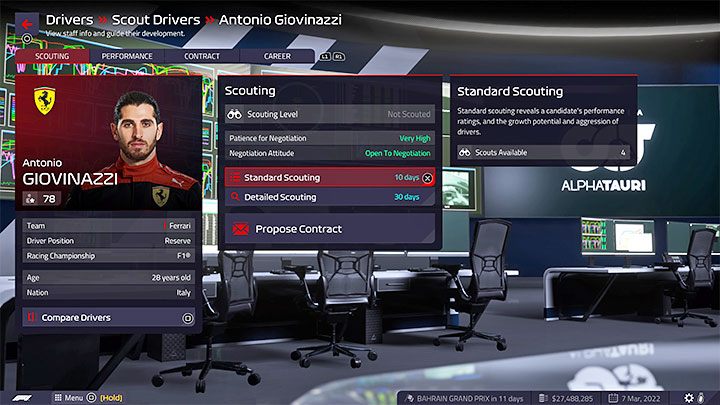 Wybierając kogoś spoza zespołu powinniście zająć się skautowaniem, tzn - F1 Manager 2022: Wybór kierowców do zespołu - statystyki, kontrakty - F1 Manager 2022 - poradnik do gry