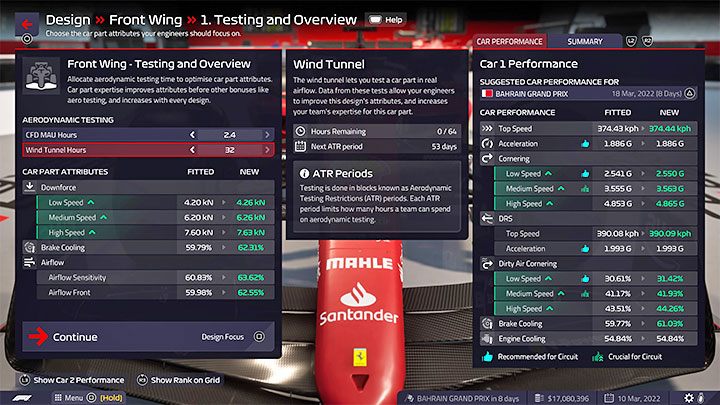 Zmiany specyfiki bolidu dokonuje się przede wszystkim poprzez projektowanie i wytwarzanie nowych części - F1 Manager 2022: Tory z kalendarza - specyfika, setup - F1 Manager 2022 - poradnik do gry