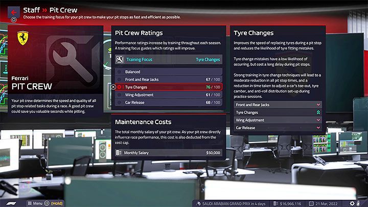 Załoga boksu (Pit Crew) - Jest ona odpowiedzialna za obsługiwanie bolidów podczas zjazdów do boksu - F1 Manager 2022: Najlepsze obiekty (Facilities) i personel (Staff) - F1 Manager 2022 - poradnik do gry