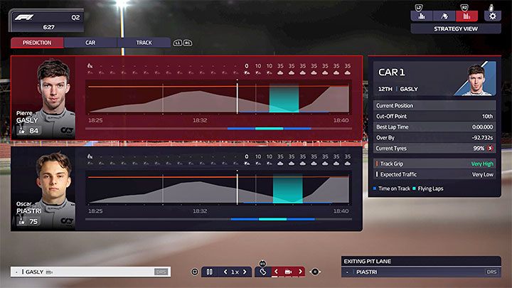 Najważniejszym elementem kwalifikacji jest wybranie idealnego momentu wyjazdu na tor - F1 Manager 2022: Kwalifikacje - opis, strategia - F1 Manager 2022 - poradnik do gry