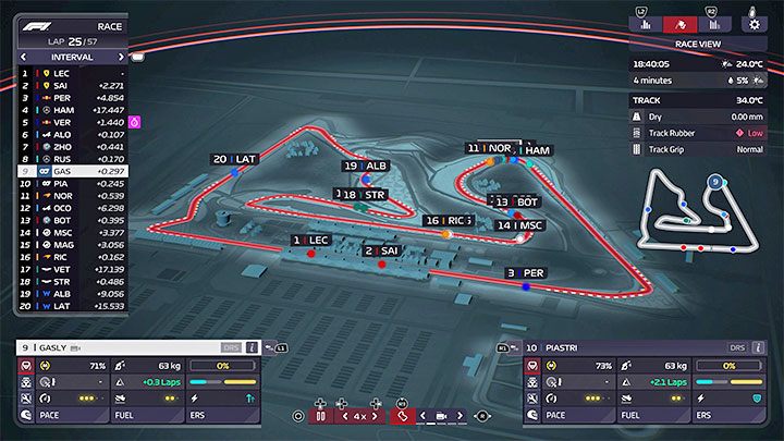 Ostatni widok jest najbardziej nietypowy - to model toru pokazywany w rzucie izometrycznym - F1 Manager 2022: Kamera z kokpitu (fpp) - dostępność, lista kamer - F1 Manager 2022 - poradnik do gry