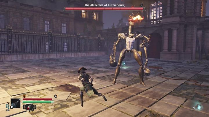 Alchemik Luksemburski już od I fazy jest śmiertelnie niebezpieczny na dalekie odległości - Steelrising: Tytan Alchemik Luksemburski (The Alchemist of Luxembourg) - boss, jak pokonać? - Steelrising - poradnik do gry