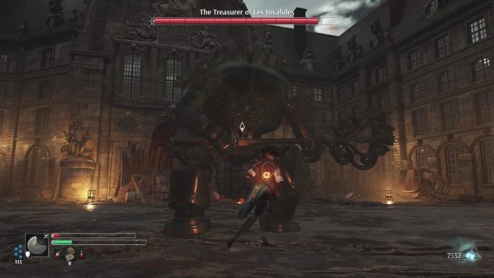 W I fazie Skarbnik macha swoim kluczem - Steelrising: Tytan Skarbnik z Les Invalides (The Treasurer of Les Invalides) - boss, jak pokonać? - Steelrising - poradnik do gry