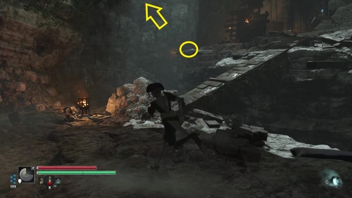 Pójdźcie w lewo, dojdźcie do skraju przepaści i podciągnijcie się na skalną półkę powyżej - Steelrising: Samotność w czeluści (The Recluse of the Abyss) - solucja, opis przejścia - Steelrising - poradnik do gry