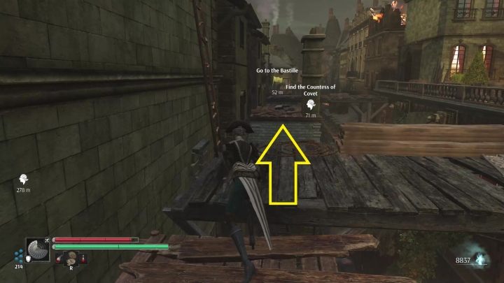 Udajcie się po platformach w lewo, musicie użyć Momentum Selenita - Steelrising: Więzień Bastylii (The Prisoner in the Bastille) - solucja, opis przejścia - Steelrising - poradnik do gry