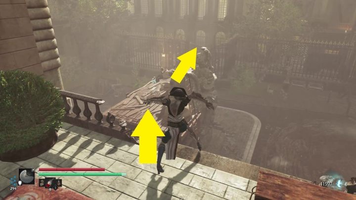 Używając Momentum Selenita przeskoczcie po balkonach, a następnie na drugą stronę dziedzińca - Steelrising: Szach mat (Checkmate) - solucja, opis przejścia - Steelrising - poradnik do gry