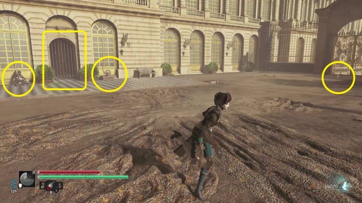 Na końcu ścieżki po prawej stronie znajduje się ostatni Mnem królowej - Steelrising: Szach mat (Checkmate) - solucja, opis przejścia - Steelrising - poradnik do gry