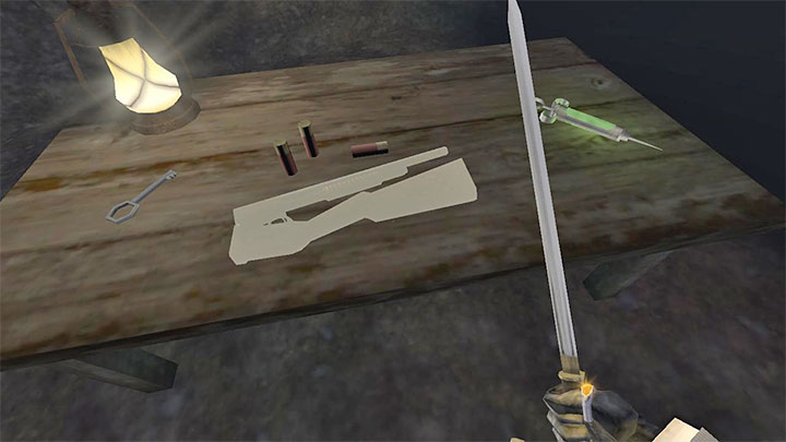 Strzelba leży na stole na lewo od tawerny - Gloomwood: Broń palna - jak zdobyć rewolwer, pistolet z tłumikiem, strzelbę? - Gloomwood - poradnik do gry
