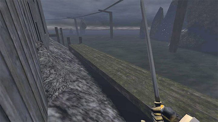 Croups Fishery to dla przypomnienia wioska rybacka - pierwsza lokacja odwiedzana w grze - Gloomwood: Sejf z jaskini obok budynku Croups Fishery - kombinacja do sejfu, zawartość - Gloomwood - poradnik do gry