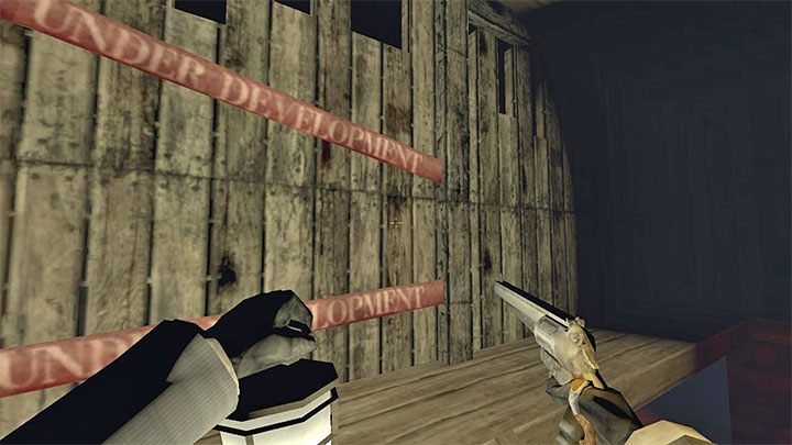 W wersji z wczesnego dostępu są też blokady dostępu do niektórych lokacji (czerwona taśma z napisem Under Development) - Gloomwood: Eksploracja świata gry - Gloomwood - poradnik do gry