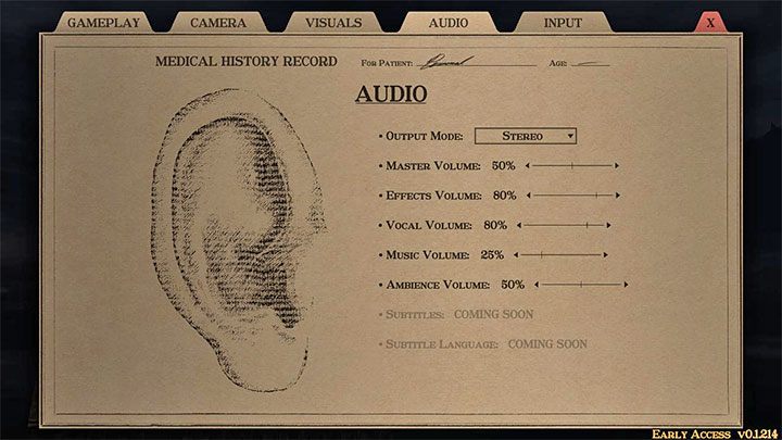 Wersja early access nie zawiera opcji włączenia napisów dla dialogów mówionych, aczkolwiek znajduje się ona w planach autorów gry (razem ze zmianą języka w Gloomwood) - Gloomwood: Ułatwienia dostępu - Gloomwood - poradnik do gry