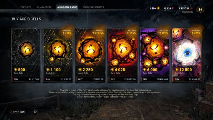 Waluta ta jest dostępna jedynie do zakupienia za prawdziwe pieniądze - Dead by Daylight: Waluty - Punkty Krwi, Błyszczące odłamki i Złociste mikrobiomy - Dead by Daylight - poradnik do gry