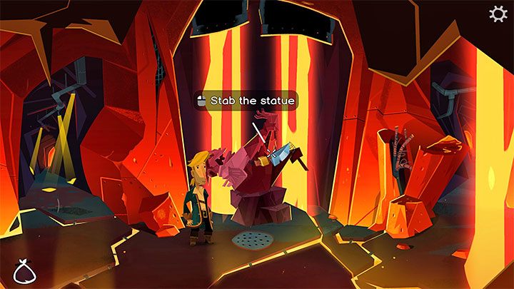 Nowy poziom posiada 3 unikalne komnaty (nie licząc tej z kamiennymi drzwiami) i po bokach są zawalone przejścia - Return to Monkey Island: Odnalezienie LeChucka (Find LeChuck) w części 5 - solucja, opis przejścia - Return to Monkey Island - poradnik do gry