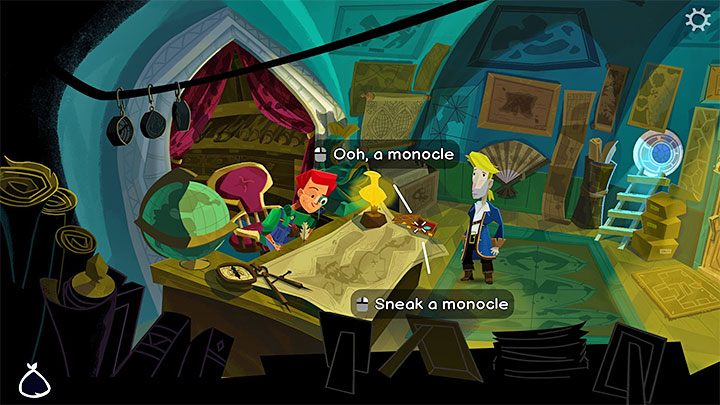 Porozmawiajcie z kartografem Wallym i poruszcie temat odnalezienia konkretnego rodzaju drzewa do stworzenia uchwytu mopa - Return to Monkey Island: Zdobycie mopa (Get a mop) - solucja, opis przejścia - Return to Monkey Island - poradnik do gry