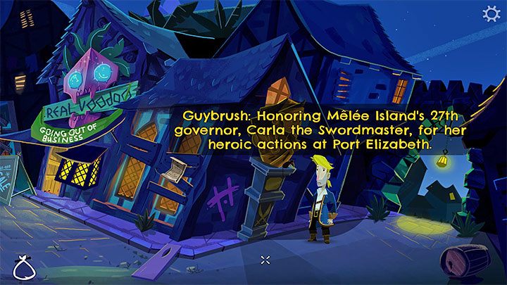 Druga wskazówka to posąg Carli w Low Street - Return to Monkey Island: Zdobycie mopa (Get a mop) - solucja, opis przejścia - Return to Monkey Island - poradnik do gry