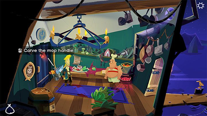 Kucharz zajmie się przygotowywaniem posiłków i odwrócicie dzięki temu jego uwagę - Return to Monkey Island: Zdobycie mopa (Get a mop) - solucja, opis przejścia - Return to Monkey Island - poradnik do gry