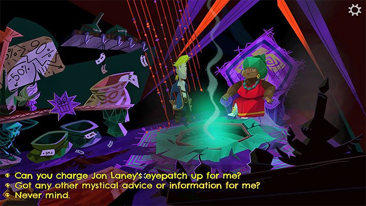Z pozyskaną opaską powróćcie do sklepu Real Voodoo - Return to Monkey Island: Zdobycie przebrania (Get a disguise) - solucja, opis przejścia - Return to Monkey Island - poradnik do gry
