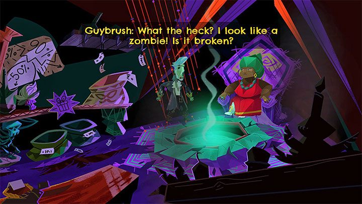 Powróćcie do kapłanki voodoo, wybierzcie z inwentarza pozyskaną mięsożerną roślinę (Carnivorous Plant) i przekażcie ją - Return to Monkey Island: Zdobycie przebrania (Get a disguise) - solucja, opis przejścia - Return to Monkey Island - poradnik do gry