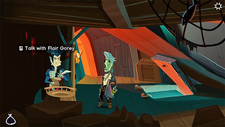 Flair Gorey znajdziecie pod pokładem - musicie przejść kawałek w lewo - Return to Monkey Island: Zaliczenie głosowania (Get a unanimous vote) - solucja, opis przejścia - Return to Monkey Island - poradnik do gry