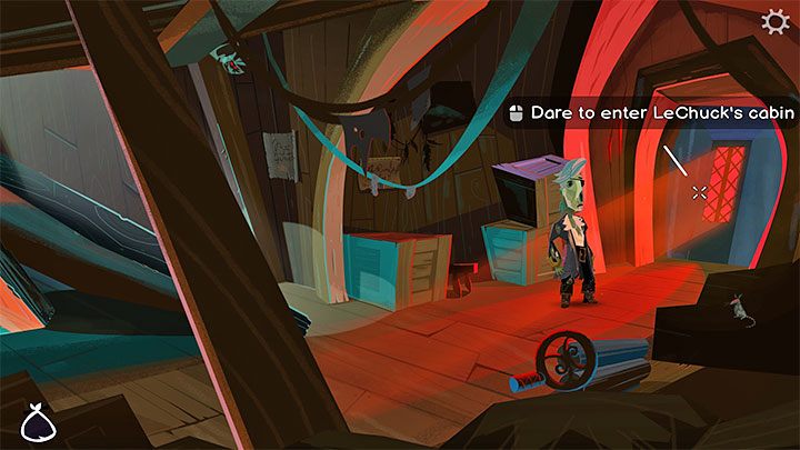 Wyjdźcie z kuchni i udajcie się w prawo do kwatery LeChucka (LeChucks cabin) - Return to Monkey Island: Zaliczenie głosowania (Get a unanimous vote) - solucja, opis przejścia - Return to Monkey Island - poradnik do gry