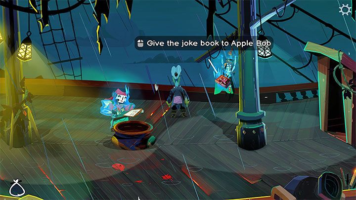 Z książką powróćcie do Apple Boba na głównym pokładzie - Return to Monkey Island: Zaliczenie głosowania (Get a unanimous vote) - solucja, opis przejścia - Return to Monkey Island - poradnik do gry
