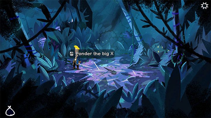 Jeśli prawidłowo odczytaliście informacje z mapy to dotrzecie do lokacji z X narysowanym na ziemi - Return to Monkey Island: Znalezienie Sekretu z mapy (Follow LeChucks map to the Secret) - solucja, opis przejścia - Return to Monkey Island - poradnik do gry