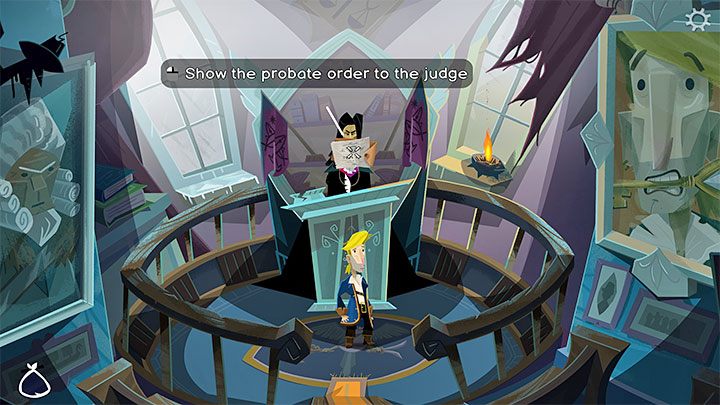 Wybierzcie z inwentarza dokument od Locke Smith i pokażcie go sędziemu (Judge) - Return to Monkey Island: Złoty klucz Old Mrs. Smith (Old Mrs. Smiths Golden Key) - solucja, opis przejścia - Return to Monkey Island - poradnik do gry