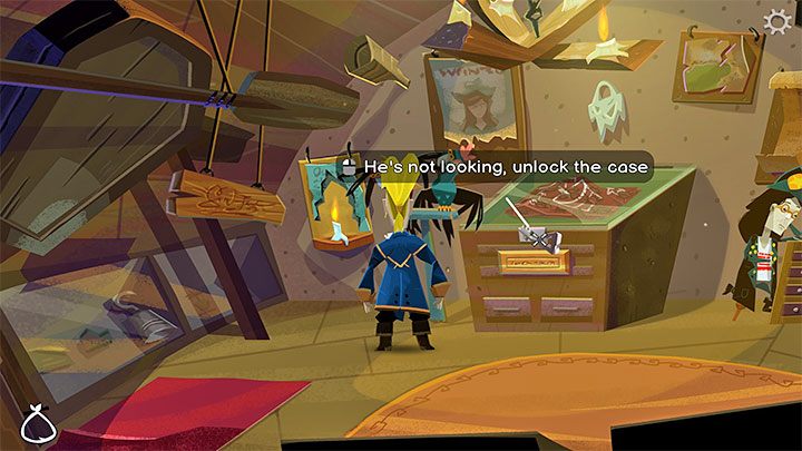 Użyjcie na zamku gabloty zdobytego w części 1 klucza (Museum Display Case Key) - Return to Monkey Island: Złoty klucz Bella Fisher (Bella Fishers Golden Key) - solucja, opis przejścia - Return to Monkey Island - poradnik do gry