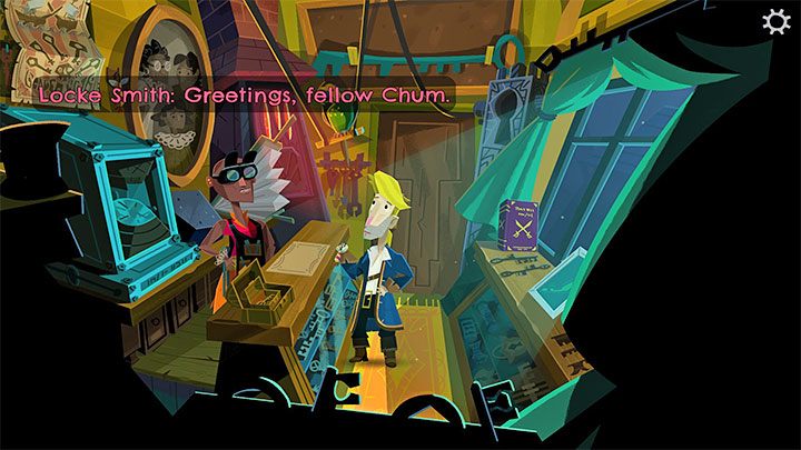 Locke Smith - prowadzi ona sklep ślusarski w High Street na wyspie Melee Island - Return to Monkey Island: Złoty klucz Bella Fisher (Bella Fishers Golden Key) - solucja, opis przejścia - Return to Monkey Island - poradnik do gry