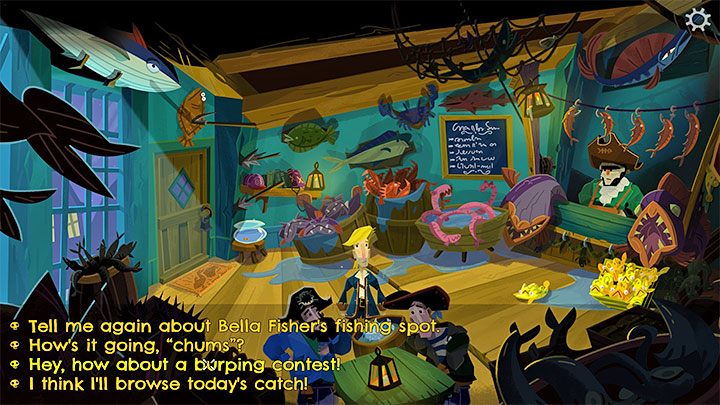 Udajcie się do sklepu z pamiątkami Cods Wallop - Return to Monkey Island: Złoty klucz Bella Fisher (Bella Fishers Golden Key) - solucja, opis przejścia - Return to Monkey Island - poradnik do gry