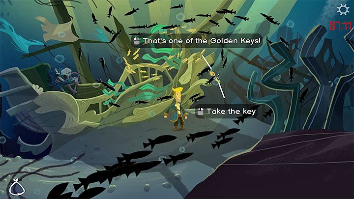 Po znalezieniu się na dnie przejdźcie w prawo - Return to Monkey Island: Złoty klucz Bella Fisher (Bella Fishers Golden Key) - solucja, opis przejścia - Return to Monkey Island - poradnik do gry