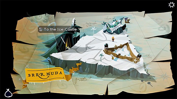 Po dotarciu na wyspę przejdźcie przez miasteczko i wywołajcie mapę wyspy - Return to Monkey Island: Złoty klucz Brrr Muda Island (Brrr Muda Island Golden Key) - solucja, opis przejścia - Return to Monkey Island - poradnik do gry