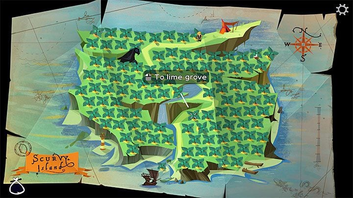 Treść notatki zawiera informację o lokalizacji Elaine, przy czym może ona być losowa - Return to Monkey Island: Zdobycie 5 kluczy do sejfu (Get the 5 keys for the safe) - solucja, opis przejścia - Return to Monkey Island - poradnik do gry