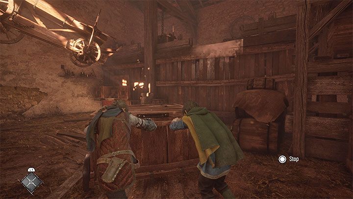 Zacznijcie od zaliczenie mini-zagadki z doprowadzenia skryzni na kołkach do górnej półki, dzięki czemu Amicia może się wspiąć - Plague Tale Requiem: Rozdział 3 (Brzemię krwi) - lista sekretów - A Plague Tale Requiem - poradnik do gry