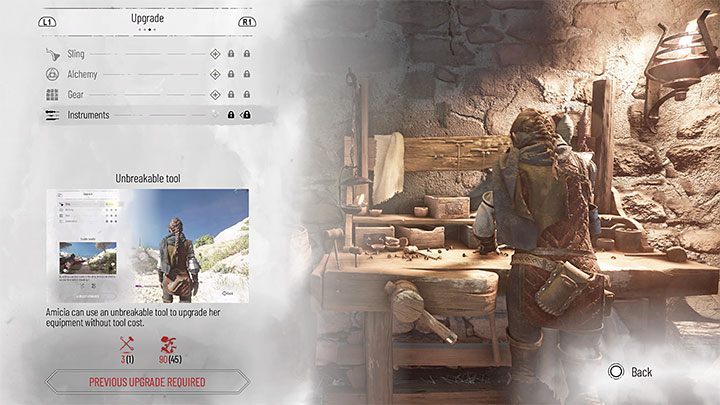 Narzędzia (Tools) domyślnie potrzebne są do tworzenia ulepszeń przy stołach warsztatowych - Plague Tale Requiem: Porady na start - lista - A Plague Tale Requiem - poradnik do gry