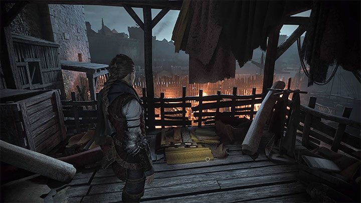 Zbadajcie obszar na górze, a natraficie na żółty interaktywny obiekt, którym jest poszukiwany jedwab - Plague Tale Requiem: Rozdział 4 (Obowiązek opiekunki) - lista sekretów - A Plague Tale Requiem - poradnik do gry