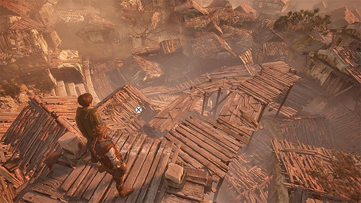 Dotrzecie do wyjścia na powierzchnię i znajdziecie platformy prowadzące w stronę wieży - Plague Tale Requiem: Dotarcie do domu (Walk to the house) - solucja, opis przejścia - A Plague Tale Requiem - poradnik do gry