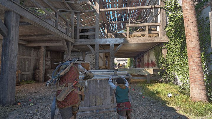 Za bramką znajdziecie wóz na kołach i możecie zacząć go przepychać - Plague Tale Requiem: Ucieczka przed żołnierzami (Escape from the Counts soldiers) - solucja, opis przejścia - A Plague Tale Requiem - poradnik do gry
