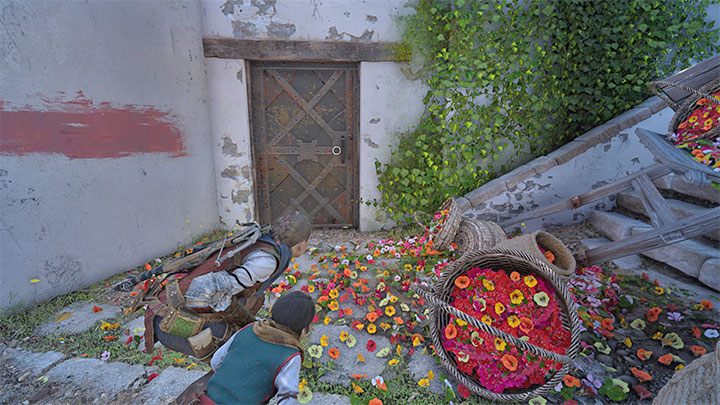 Powtarzajcie 2 powyższe czynności aż dotrzecie do bocznych drzwi z powyższego obrazka, dzięki którym opuścicie to miejsce - Plague Tale Requiem: Ucieczka przed żołnierzami (Escape from the Counts soldiers) - solucja, opis przejścia - A Plague Tale Requiem - poradnik do gry