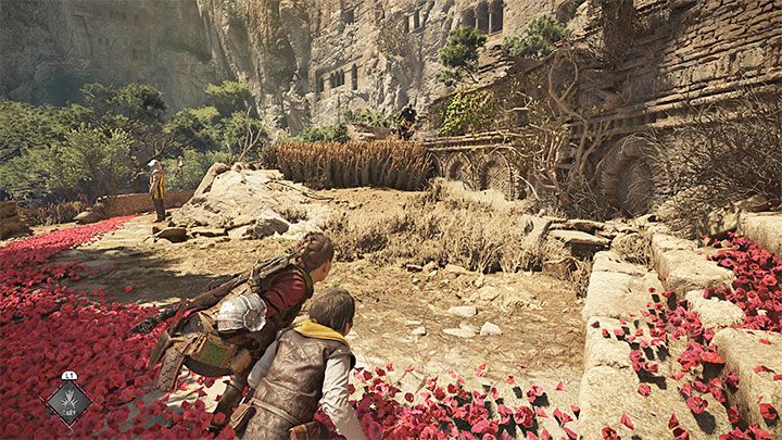 Cel podróży to wieża na lewym wzgórzu, bo główna brama jest zamknięta - Plague Tale Requiem: Ominięcie punktu kontrolnego (Find a way around the checkpoint) - solucja, opis przejścia - A Plague Tale Requiem - poradnik do gry