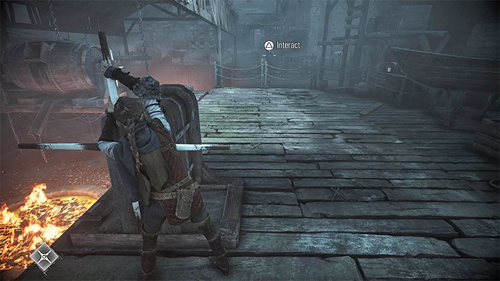 Nie puszczajcie korby i poproście Lucasa o użycie tej, przy której stoi - Plague Tale Requiem: Znalezienie łodzi Zakonu (Find the Orders boat) - solucja, opis przejścia - A Plague Tale Requiem - poradnik do gry