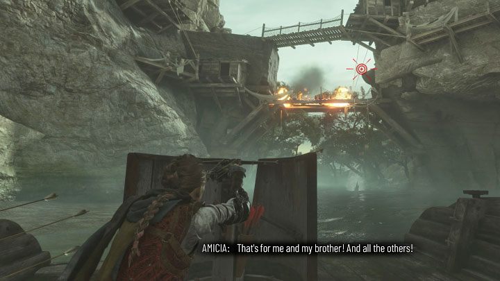 W dalszej części spływu kontynuujcie poleganie na płonących bełtach - Plague Tale Requiem: Ucieczka przed Arnaudem (Run from Arnaud) - solucja, opis przejścia - A Plague Tale Requiem - poradnik do gry