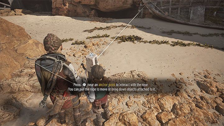 Po dotarciu do łodzi otrzymacie po raz pierwszy polecenie znalezienia punktu zakotwiczenia (Anchor Point) - Plague Tale Requiem: Przeprawa przez plażę (Cross the beach) - solucja, opis przejścia - A Plague Tale Requiem - poradnik do gry