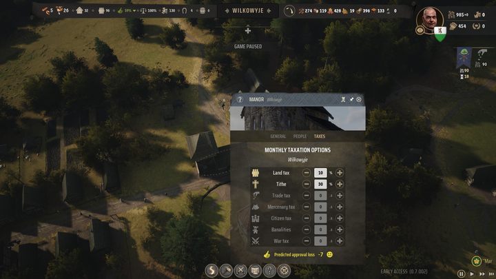 Podatki są jednym z dwóch głównych źródeł dochodu, którymi możecie zasilać swój skarbiec (drugim jest niszczenie obozów bandytów) - Manor Lords: Czym są podatki? - Manor Lords - poradnik do gry