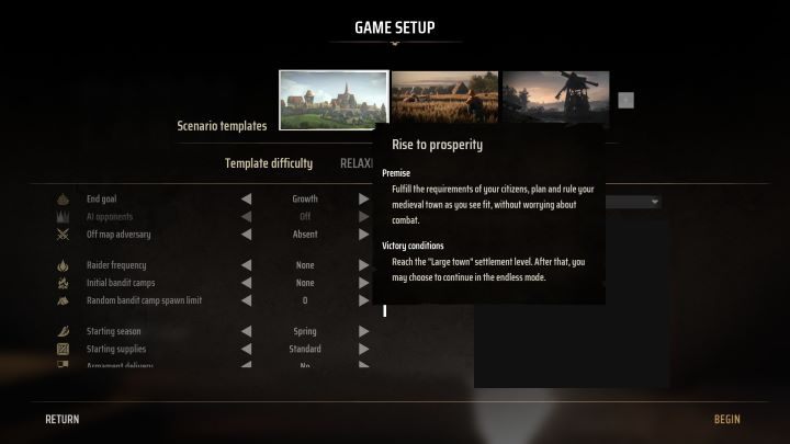 Rozpoczynając nową grę w Manor Lords będziecie mieli do wyboru kilka scenariuszy - Manor Lords: Porady na start - Manor Lords - poradnik do gry