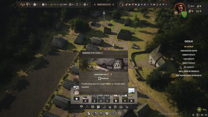 Gdy w Waszej osadzie będzie już wystarczająca liczba mieszkań dla wszystkich mieszkańców, możecie pokusić się o wybudowanie kilku dodatkowych parceli - Manor Lords: Jak zdobyć więcej osadników? - Manor Lords - poradnik do gry