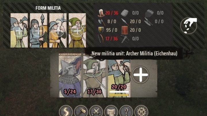 Po kliknięciu ikony z plusem przejdziecie do ekranu powoływania wojska - Manor Lords: Jak rekrutować wojska? - Manor Lords - poradnik do gry