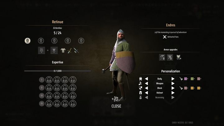 Kliknijcie w oddział świty, a następnie na ikonę pędzla - Manor Lords: Jak rekrutować wojska? - Manor Lords - poradnik do gry