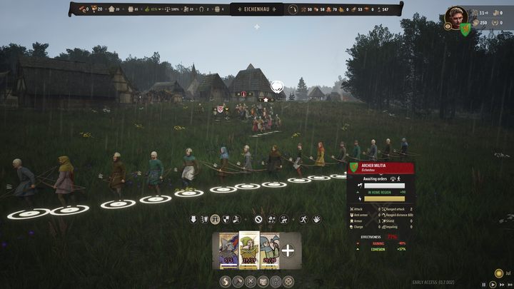 Przy strzale z maksymalnego zasięgu szanse spudłowania są wysoki i maleją wraz z przybliżaniem się do celu - Manor Lords: Czym jest siła bojowa jednostek? - Manor Lords - poradnik do gry