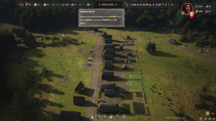 Zamożność regionu reprezentuje połączone bogactwo wszystkich mieszkańców waszej osady, funkcjonuje więc jako waluta - Manor Lords: Jak zwiększać zamożność regionu? - Manor Lords - poradnik do gry